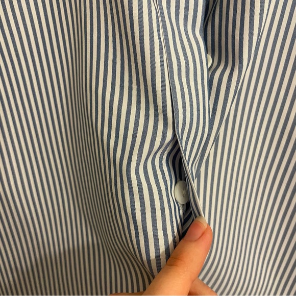 NICE CLAUP Striped Button-up Dress Shirt Light Blue White Made in Korea - Picture 6 of 16